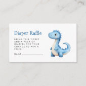 可愛い青い恐竜の赤ちゃんシャワーおむつラッフル エンクロージャーカード (正面)