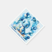 可愛い青い恐竜バルーン男の子のシャワー スタンダードカクテルナプキン (角)