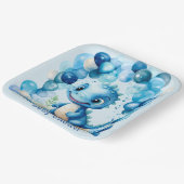 可愛い青い恐竜バルーン男の子のシャワー ペーパープレート (傾斜あり)