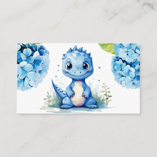 可愛い青い恐竜フローラ本ベビー エンクロージャーカード (裏面)