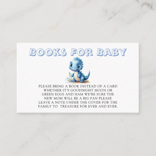 可愛い青い恐竜フローラ本ベビー エンクロージャーカード (正面)