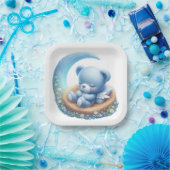 可愛い青い月眠り熊 ペーパープレート (パーティー)