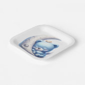 可愛い青い月眠り熊 ペーパープレート (傾斜あり)