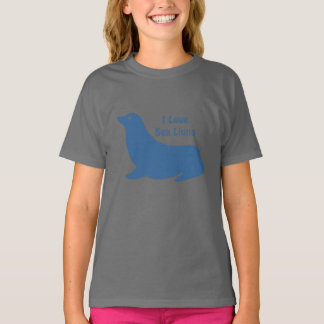 可愛い青い海ライオンの愛 Tシャツ
