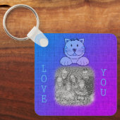 可愛い青い猫を愛する写真 キーホルダー (正面)