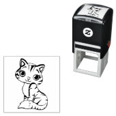 可愛い青い猫漫画 セルフインキングスタンプ (インサイチュ)