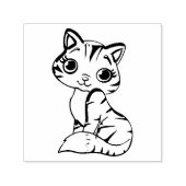 可愛い青い猫漫画 セルフインキングスタンプ (デザイン)