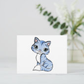 可愛い青い猫漫画 ポストカード (スタンド正面)