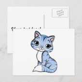 可愛い青い猫漫画 ポストカード (正面/裏面)