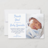 可愛い青い男の子のベビーまきありがとう サンキューカード (正面)