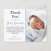 可愛い青い男の子のベビーまきありがとう ポストカード (正面)