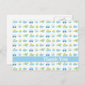 可愛い青い男の子の旅行感謝してい時間あなたがポストカード ポストカード (正面/裏面)