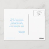 可愛い青い男の子の旅行感謝してい時間あなたがポストカード ポストカード (裏面)