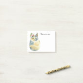 可愛い青い白い猫ぼほ花注 ポストイット (デスク上)