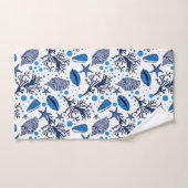 可愛い青い白い貝模様バスタオオルセット バスタオルセット (ハンドタオル)