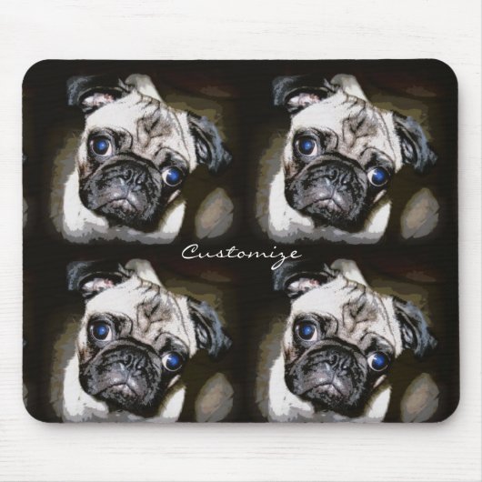 可愛い青い目のパグ顔サンダー_コーブ マウスパッド (正面)