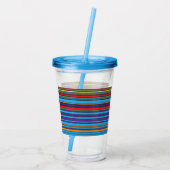 可愛い青い紫ストライプ色 アクリルタンブラー (裏面)