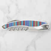 可愛い青い紫ストライプ色 ソムリエナイフ (裏面)