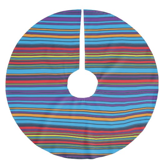 可愛い青い紫ストライプ色 ブラッシュドポリエステルツリースカート (正面)