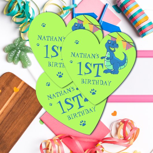 可愛い青い緑のポー恐竜をテーマにした誕生日パーティー ペーパーコースター