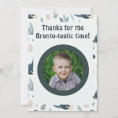 可愛い青い緑の恐竜カスタムの写真と名前 サンキューカード (裏面)