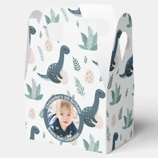 可愛い青い緑の恐竜カスタムの写真と名前 フェイバーボックス (オープン)