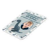 可愛い青い緑の恐竜カスタムの写真と名前 マグネット (左側)