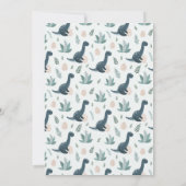 可愛い青い緑の恐竜カスタムの写真と名前 招待状 (裏面)