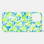 可愛い青い緑の混合花柄 Case-Mate iPhoneケース (裏面 (横))