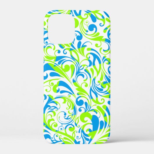 可愛い青い緑の混合花柄 Case-Mate iPhoneケース (裏面)