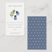 可愛い青い緑の葉のギフトレジストリ赤ちゃんシャワー エンクロージャーカード (正面/裏面)