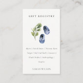 可愛い青い緑の葉のギフトレジストリ赤ちゃんシャワー エンクロージャーカード (正面)