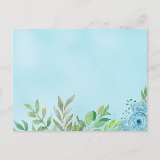 可愛い青い緑の金ゴールドクマ男の子ベビーシャワー インビテーションポストカード (裏面)