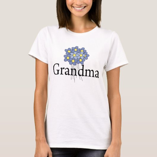 可愛い青い花のグランマTシャツ Tシャツ (正面)