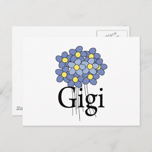 可愛い青い花のジジTシャツ ポストカード (正面/裏面)