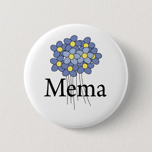 可愛い青い花のママTシャツ 缶バッジ (正面)