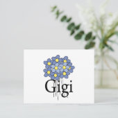 可愛い青い花のGigi Tシャツ ポストカード (スタンド正面)