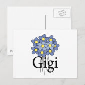 可愛い青い花のGigi Tシャツ ポストカード (正面/裏面)