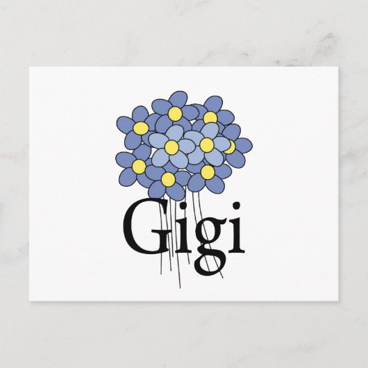 可愛い青い花のGigi Tシャツ ポストカード (正面)