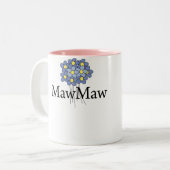 可愛い青い花のMawMaw Tシャツ ツートーンマグカップ (正面左)