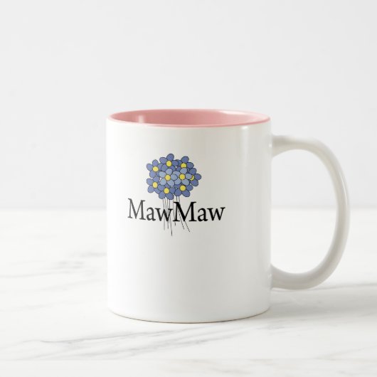 可愛い青い花のMawMaw Tシャツ ツートーンマグカップ (右)