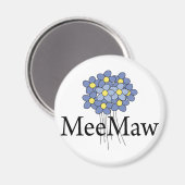 可愛い青い花のMeeMaw Tシャツ マグネット (正面/裏面)