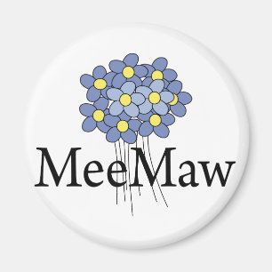 可愛い青い花のMeeMaw Tシャツ マグネット