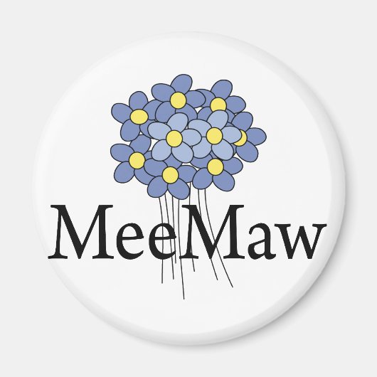 可愛い青い花のMeeMaw Tシャツ マグネット (正面)