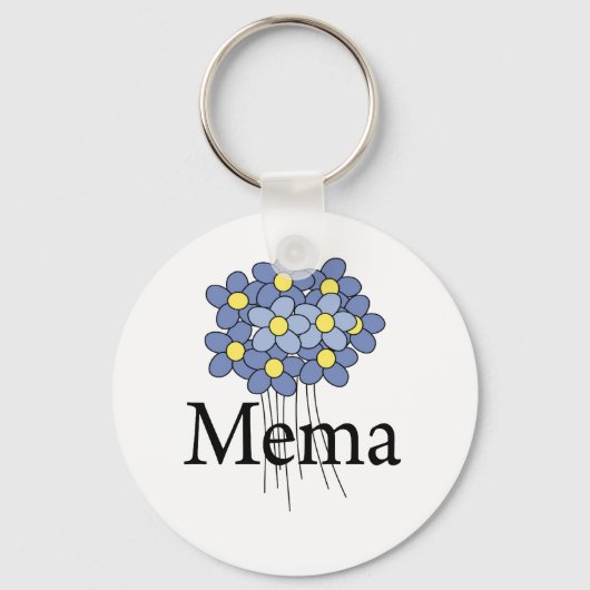 可愛い青い花のMeMa Tシャツ キーホルダー (正面)