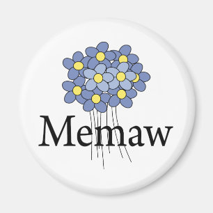 可愛い青い花のMemaw Tシャツ マグネット