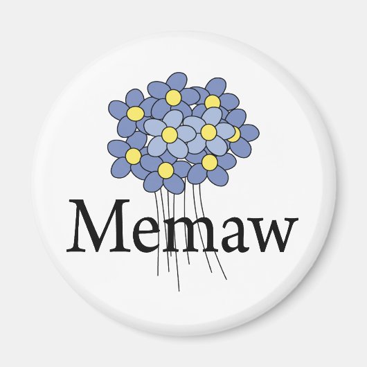 可愛い青い花のMemaw Tシャツ マグネット (正面)