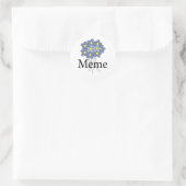 可愛い青い花のMeme Tシャツ ラウンドシール (バッグ)