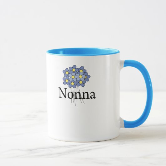 可愛い青い花のNonna Tシャツ マグカップ (右)