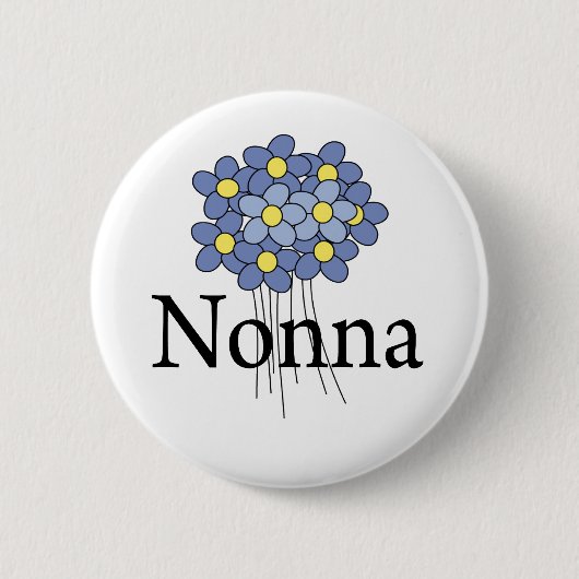 可愛い青い花のNonna Tシャツ 缶バッジ (正面)